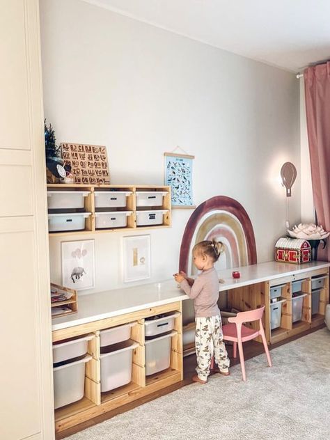 Kids Playroom Design Ideas - Ikea Trofast Playroom, Unisex Playroom, Toddler Desk, Ikea Kids Room, Baby Playroom, Basement Playroom, Toddler Playroom, Kids Playroom Decor, Kids Bedroom Inspiration