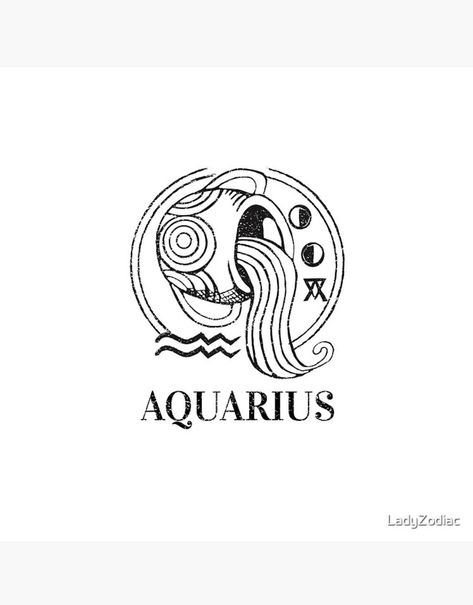 White background with black graphics. In bold font reads 'Aquarius'. Above is the image of a large vase pouring water from its spout. Aquarius Water Bearer Tattoo, Water Bearer Tattoo, Aquarius Drawing, Aquarius Tattoos, Aquarius Water Bearer, Aquarius Symbol, Tarot Zodiac, Bottles Packaging, Drawing Pencil Sketches