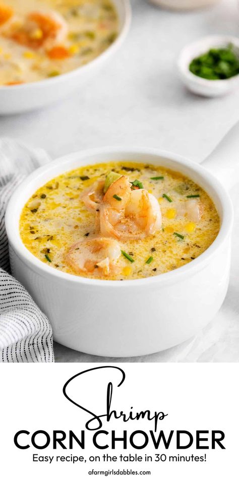 Shrimp And Corn Chowder, Shrimp And Corn Soup, Crab And Corn Chowder, Shrimp Corn Chowder, Shrimp And Corn, Shrimp Chowder, Shrimp Corn, Seafood Soup Recipes, Potato Chowder