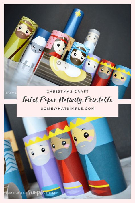 The kids will love creating this Toilet Paper Roll Nativity craft! Such a simple, fun, and darling way to display the Christmas Nativity! #toiletpapernativityprintable #toiletpaperrollchristmascraft #toiletpapernativityscene #toiletpapernativityset #toiletpaperrollnativity Nativity Crafts For Kids, Nativity Printables, Nativity Craft, Tube Crafts, Christmas Toilet Paper, Christmas Displays, Christ Centered Christmas, Nativity Christmas, Toilet Paper Rolls