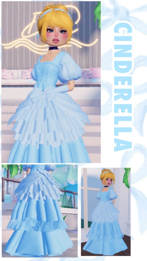 #dresstoimpress #cinderella Cinderella Dress To Impress, Cinderella Dress, Dti Hacks, Cinderella Disney, Cinderella Dresses, Disney Character, Costume Party, Dress To Impress, Cinderella