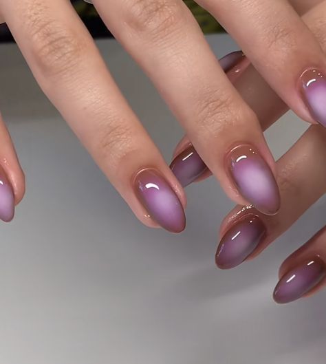 Purple Blush Nails, Mauve Nail Designs, Grad Nails, 2nd Semester, Velvet Nails, Airbrush Nails, Grunge Nails, Power Puff, Minimal Nails