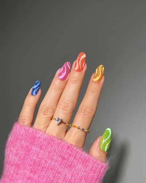 Rainbow Nails Design, Hippie Nails, Jelly Nails, Festival Nails, Funky Nails, Makati, Cute Acrylic Nails, Trendy Nails, Swag Nails