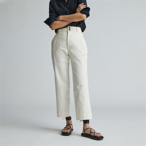 The Organic Straight-Leg Pant | Everlane Cover Crops, Crop Rotation, Straight Leg Pant, Spring Capsule Wardrobe, Bone White, Pull On Pants, Straight Pants, Straight Leg Pants, Cropped Pants