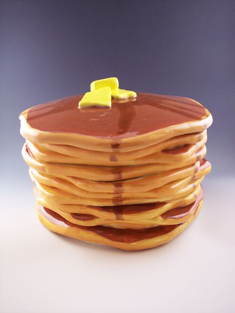 Ceramic container with lid project.#pancakes #ceramiccontainer #foodcontainer #ceramic #art Ceramic Food Project, Ceramic Food Sculpture Art, Pancake Ceramics, Clay Pancakes, Pancake Clay Sculpture, Clay Containers With Lids, Clay Containers, Ceramic Containers With Lids, Toy Collection Room