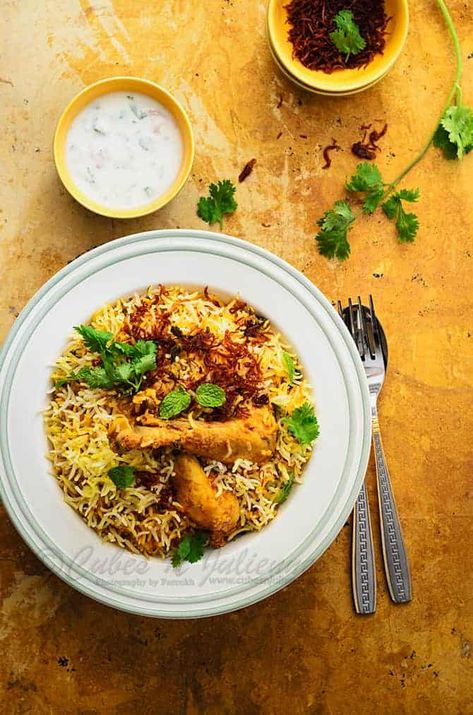 Traditional Hyderabadi Chicken Dum Biryani Recipe - Cubes N Juliennes Chicken Dum Biryani Recipe, Dum Biryani Recipe, Hyderabadi Cuisine, Chicken Dum Biryani, Chicken Alfredo Lasagna, Dum Biryani, India Food, Biryani Recipe, Favorite Appetizers