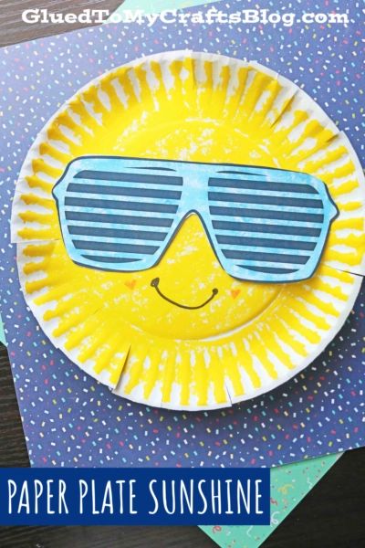 Paper Plate Sun Craft, Paper Plate Sun, Sun Craft, Sunshine Crafts, Safety Crafts, Foamiran Flowers, Sun Crafts, Weather Crafts, Paper Plate Crafts For Kids