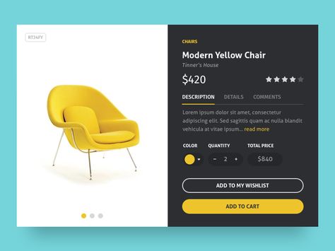 Product Card Sale Product Design, Add To Cart Design, Product Sale, Add To Cart, Product Card, Yellow Design, Product Card Ui, Chairs Logo, Card Ui