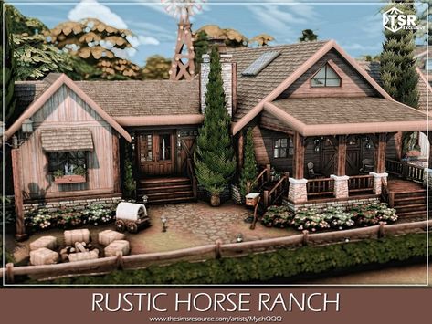 The Sims Resource - Rustic Horse Ranch Sims 4 Rancher Cc, Sims 4 Horse Ranch House, Sims 4 Ranch Build, Sims 4 Cc Horse Ranch, Sims 4 Ranch House, Sims 4 Horse Ranch Cc, Sims 4 Horse Ranch, Sims 4 Ranch, Contemporary Townhouse