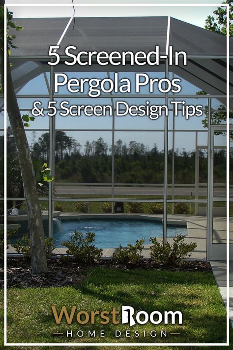 5 Screened-In Pergola Pros & 5 Screen Design Tips Screened In Pergola Ideas, Screened In Pergola, Screened Pergola, Gazebo Porch, Pergola Screens, Pergola Gazebo, Screen Enclosures, Summer Patio, Patio Inspiration