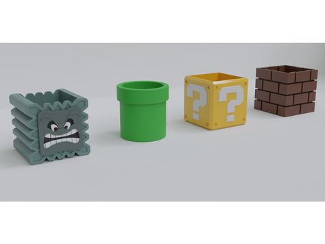 Super Mario Planters by MjPepegram - Thingiverse Plants Vase, Mario Crafts, 3d Printing Toys, Library Games, Plant Pot Design, Super Mario 3d, Mario Birthday Party, Super Mario Birthday, 3d Printer Designs