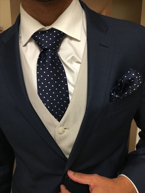 I can't believe I get to marry this man   <navy suit, white shirt, beige vest, navy polkadot tie and pocket square> Navy Suit With Vest, Men’s Suite Wedding, Navy Ivory Wedding, Black Tux With Navy Blue Vest, Navy Suit Champagne Tie Wedding, Navy Blue And Champagne Tuxedo Wedding, Dark Navy Blue Suit Men Wedding, Grey Suit Navy Vest, Navy Blue Suit Beige Tie