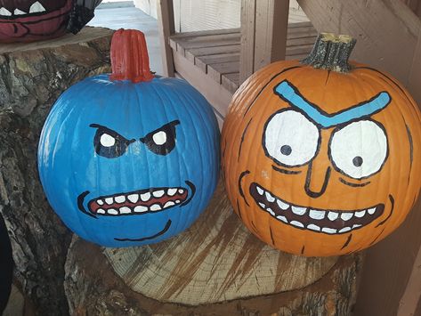 Pumpkin Painting Ideas Rick And Morty, Rick And Morty Pumpkin Painting, Rick And Morty Pumpkin, Creative Pumpkin Painting, Halloween Pumpkins Painted, Creative Pumpkins, Pumpkin Halloween Decorations, Pumpkin Painting, Pumpkin Ideas