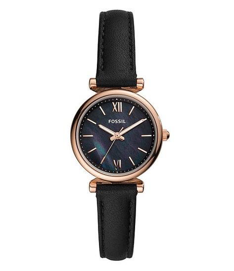 Carlie Mini Three-Hand Gold Tone Stainless Steel Black Leather Watch #Sponsored #Gold, #ad, #Tone, #Hand