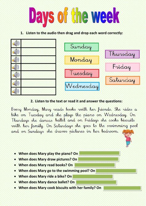 Exercise Days Of The Week, Days Of The Week Worksheets For Kids, Days Of The Week Worksheet For Grade 2, Days Of The Week Worksheet Grade 1, Week Days Worksheet, Days Of Week Activities, Days Of Week Worksheet, Days Worksheet, Days Of The Week Printables