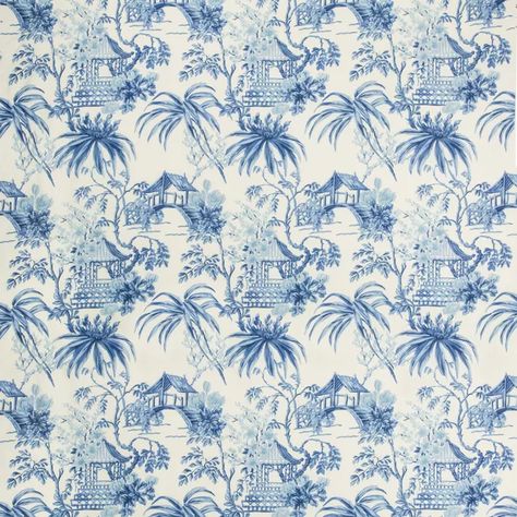 Tongli Print - Porcelain | Kravet Chinoiserie Bedroom, French Chinoiserie, Modern Chinoiserie, Toile Pattern, Bedding Fabric, French Toile, Tropical Fabric, Fabric Pillows, Summer Palace