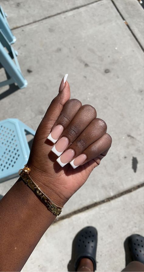 Medium White French Tip, French Tip Acrylics, White French Tip, French Tip Acrylic Nails, New Nails, White French, I Love Nails, Tip Nails, French Tips