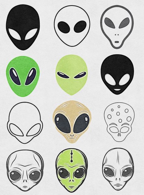 Funny Alien Drawings, Aliens And Ufos Art, Cute Alien Doodle, How To Draw A Alien, Alien Clip Art, Drawing Ideas Alien, Alien Head Drawing, Alien Face Drawing, Easy Alien Drawings