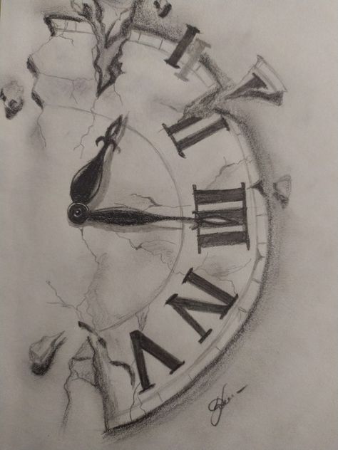 Time Kills Drawing, Time Art Clock Drawing, 3d Clock Drawing, Time Travel Drawing Ideas, Clock Drawing Reference, Time Sketch Clock, Time Drawing Clock, Time Travel Drawing, Time Artwork Ideas