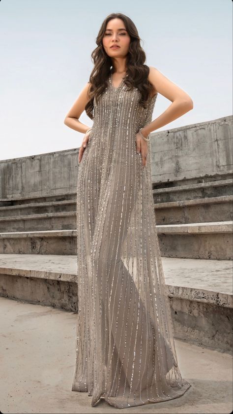 Indowestern Dresses, Shoaib Malik, Net Shirt, Indian Bridesmaid Dresses, Grey Gown, Indo Western Gown, Sangeet Outfit, Upscale Fashion, Lehenga Designs Simple