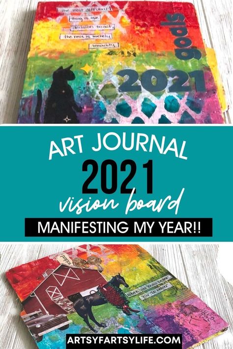 This year I decided to do my vision board as an art journal that I could add to and create in all year long (while seeing my goals all the time!) Here are my best tips and ideas for making a mixed media, magazine collage art journal. Mixed Media Vision Board, Mixed Media Magazine, Magazine Collage Art, Journal Vision Board, Sales Website, Media Magazine, Magazine Collage, Journal Project, Client Management