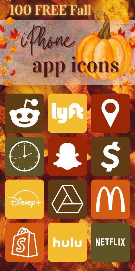 Fall Colored Icons For Apps, Fall Color Icons For Iphone, Colored Icons For Apps, Fall App Icons Free, November App Icons, Fall App Covers, Cute Fall App Icons, Fall Iphone App Icons, Fall Aesthetic Icons For Apps