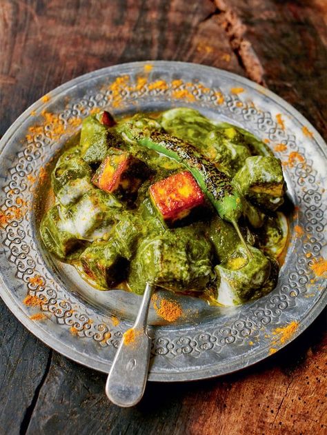 Golden paneer | Jamie Oliver recipes Paneer Curry Recipes, Curry Night, Paneer Cheese, Spinach Curry, Quick Dishes, Jamie Oliver Recipes, Winter Comfort Food, Paneer Recipes, Mary Berry