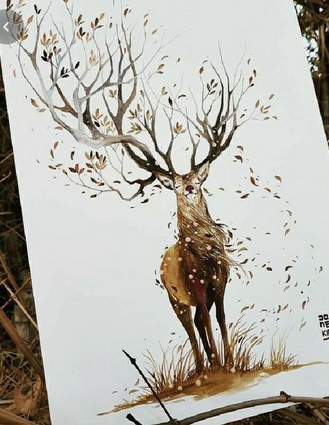 Deer Drawing, Sika Deer, 얼굴 드로잉, Deer Art, Watercolor Art Lessons, Watercolor Inspiration, Ethereal Art, In The Woods, Painting Inspiration