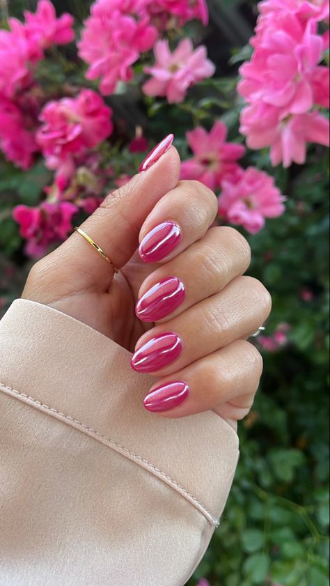 Chrome nails • Barbie Nails • Pink nails • Nail Inspo Iconic Nails, Cutesy Nails, Nails Jewelry, Pink Chrome Nails, Spring Aesthetic, Prom Nails, Minimalist Nails, Beauty Stuff, Nail Designs Spring