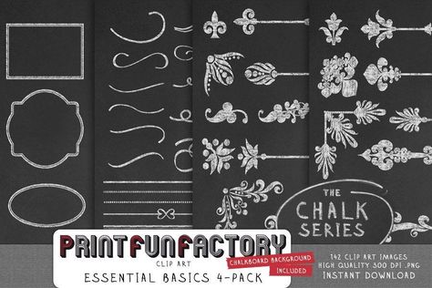 Chalk clip art – Discount pack Essential Basics – digital chalk frames chalk embellishments digital chalkboard ornaments INSTANT DOWNLOAD by PrintFunFactory on Etsy: Chalkboard Ornaments, Chalkboard Ornament, Chalk Labels, Digital Graphics Art, 1 Clipart, Digital Alphabet, Art Essentials, Chalkboard Background, Alphabet Clipart