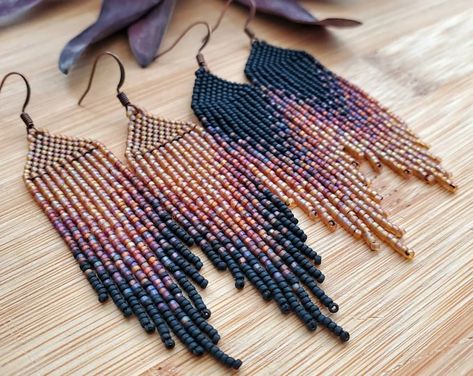 Sewn Beaded Earrings, Seed Bead Patterns Earrings, Fringe Earring Pattern Free, Black Seed Bead Earrings, Beaded Earring Patterns Free, Silver Beaded Earrings, Seed Bead Earrings Tutorial How To Make, Beaded Fringe Earrings Pattern, Seed Bead Patterns Free Bracelets