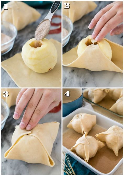 Dough For Apple Dumplings, Baked Apples With Pie Crust, Apple Dumpling Crust Recipe, Baked Apples Dumplings, Thing To Make With Apples, Pillsbury Apple Dumplings, Apple Dumplings For Two, Apple Recipes With Pie Crust, Baked Apple Dumplings With Pie Crust