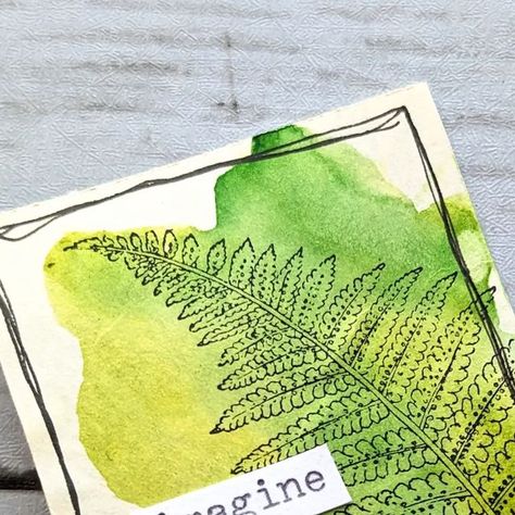 Carolyn S. Nehring | art journal and collage artist on Instagram: "Today's prompt for the challenge was fern so I found an image of a vintage fern and added my word. Less collage and more paint on this little 2 inch square. @amymaricle #mindfulartstudio #inchiechallenge" Fern Artwork, Forest Garden, Field Notes, Collage Artists, Easy Watercolor, Instagram Art, Add Me, Artist On Instagram, The Challenge