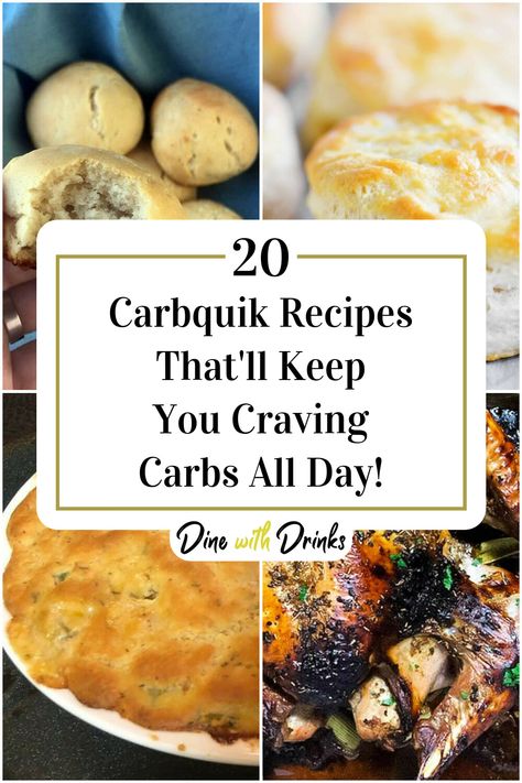 Collage of 4 carbquik recipes. Carbquik Recipes, Carb Quick, Craving Carbs, Dinner Recipes Healthy Low Carb, Jiffy Mix, Healthy Low Carb Snacks, Delicious Low Carb Recipes, Lowest Carb Bread Recipe, Losing 40 Pounds