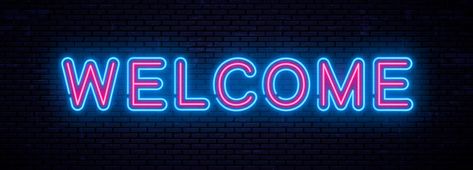 Beautiful vector neon inscription welcom... | Free Vector #Freepik #freevector #freebanner #freeinvitation #freehand #freelight Youtube Back Cover Photo, Cool Cover Photos Facebook, Neon Welcome Sign, Welcome Neon Sign, Youtube Cover Photo, Cool Cover Photos, Facebook Cover Photos Quotes, Youtube Facts, Tipografi 3d