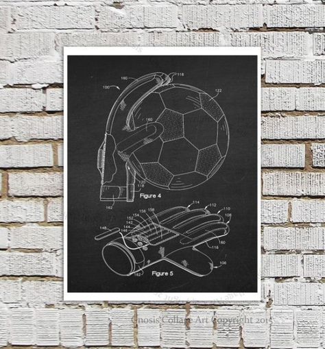 Soccer Goalie Gloves Poster Patent print 4 by GnosisCollageArt #soccer #soccer #room Inverted Image, Soccer Goalie Gloves, Soccer Ball Design, White Chalkboard, Soccer Decor, Goalie Gloves, Poster Football, Soccer Goalie, Soccer Art