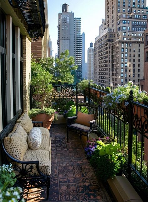 Balcony Garden Design, Parisian Style Apartment, Small Covered Patio, Small Balconies, Diy Garden Ideas, Small Apartment Balcony Ideas, Most Beautiful Homes, San Myshuno, Small Balcony Garden