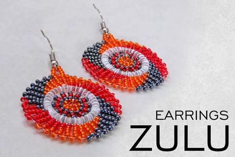 African beaded earrings handmade in South Africa. African Beadwork, Beaded Circle, Earrings Circle, African Earrings, Handmade Earrings Beaded, Ethnic Earrings, African Jewelry, Zulu, Ethnic Jewelry