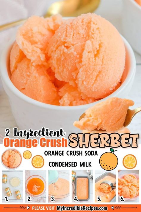 Orange Crush Ice Cream, Orange Sherbert Ice Cream, Orange Crush Recipe, Orange Sherbet Recipe, Homemade Ice Cream Recipes Machine, Sherbet Ice Cream, Sherbet Recipes, Orange Ice Cream, Ice Pop Recipes