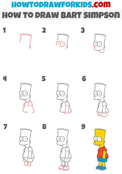 how to draw bart simpson step by step How To Draw Marge Simpson Step By Step, Step By Step Drawing Simpsons, Drawing Bart Simpson, How To Draw Bart Simpson Step By Step, How To Draw Simpsons, Bart Simpson Nails, How To Draw The Simpsons Step By Step, How To Draw Bart Simpson, How To Draw Cartoons Step By Step