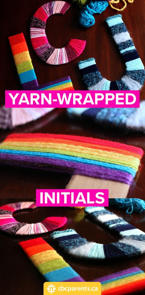 Yarn-Wrapped Initials | Play | CBC Parents Yarn Crafts Easy, Christmas Yarn Crafts, Crafts For Kids Christmas, Yarn Wrapped Letters, Yarn Crafts For Kids, Easy Yarn Crafts, Christmas Yarn, Diy Yarn Crafts, Crafts Easy