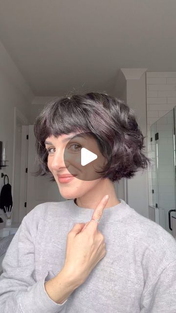 Wavy Bob With Fringe Thick Hair, Short Bouncy Bob, French Bob With Bangs Wavy Hair, Short Hair On Wavy Hair, Curled Pixie Hairstyles, Short Bob Wavy Hairstyles, Short Hair With Fringe Hairstyles, Wavy Bob Over 50, Short Curly Hair With Straight Bangs