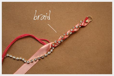 simple DIY bracelets | Rhinestone Braided Bracelet DIY : DIY Fashion by Trinkets in Bloom @jbarbaruolo Braided Bracelet Diy, Crochet Jewellery, Diy Jewlery, Braided Bracelet, Bracelet Diy, Wire Crafts, Jewerly Diy, Jewelry Storage, Simple Diy