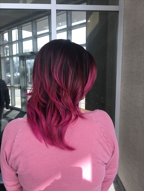 Hair by Katharina Anne Loos #youlive Pink Hair Tips, Layered Haircuts Shoulder Length, Girl Hair Drawing, Hair References, Hot Pink Hair, Hair Color Streaks, Hair Dyes, Hair Inspiration Short, Pink Highlights