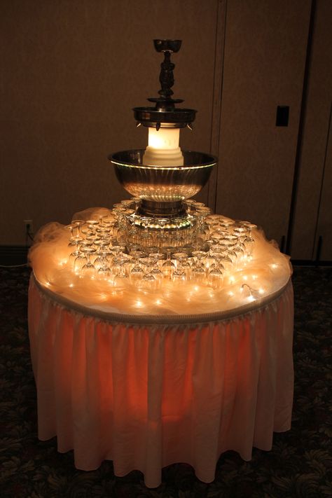 Champagne fountain Wine Fountain Wedding, Champagne Fountain Wedding, Champagne Table Display, Cocktail Fountain, Casino Gala, Champagne Dinner, Harlem Nights Theme, Champagne Fountain, Sleeping Beauty Wedding