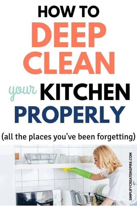 How To Deep Clean Kitchen, Deep Clean Kitchen Checklist, Clean Kitchen Checklist, Kitchen Deep Cleaning Checklist, Kitchen Deep Cleaning, Clean A Kitchen, Kitchen Deep Clean, Deep Clean Kitchen, Kitchen Cleaning Checklist