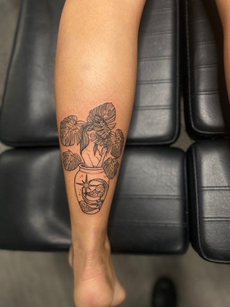 Upper Calf Tattoo Women, Womens Large Tattoos, Lower Leg Tattoo Placement, Womans Calf Tattoo, Tattoo Ideas Female Leg Calves, Full Calf Tattoos For Women, Leg Tattoos Women Calf, Back Leg Tattoos Women Calves, Tattoos For Women Calves