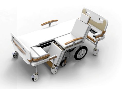 Innovative Hospital Bed Transform Wheelchair By Lirong Yang Medical Furniture, Wheelchairs Design, Smart Bed, Hospital Room, Hospital Bed, Hospital Design, Medical Design, Healthcare Design, Hospital Furniture