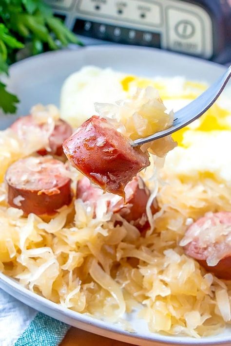 Kabasa Sausage, Kabasa Sausage Recipes, Kapusta Recipe, Sausage Meals, Casserole Meals, Slow Cooker Kielbasa, Polish Foods, Fall Crockpot Recipes, Kielbasa Recipes