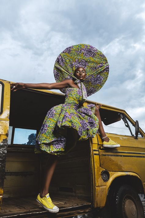 Ankara Danfo editorial Futurism Fashion, Africa Photography, Ankara Fashion, African Inspired Clothing, Black Photography, Afrocentric Art, Stylish Summer Outfits, Photoshoot Themes, African Inspired Fashion